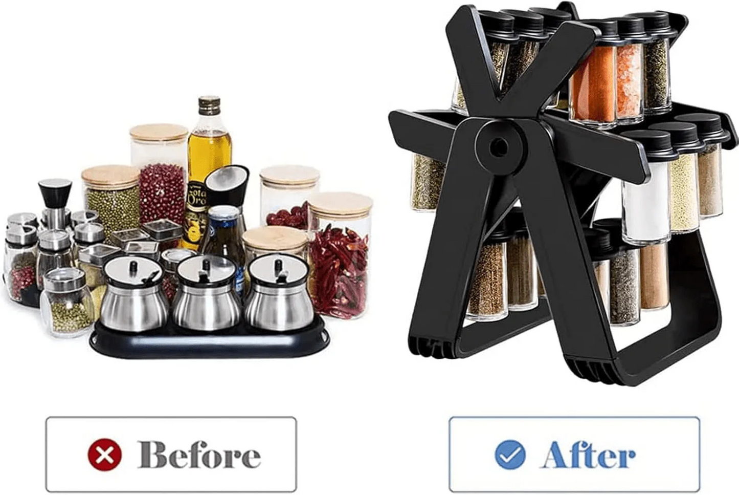 18 Jar Rotating Spice Rack/ف توابل دوّار مع 18 مرطبان 🌿