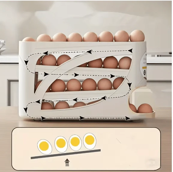 Rolling Egg Dispenser Rack/منظم وحامل البيض المتدحرج 🥚✨