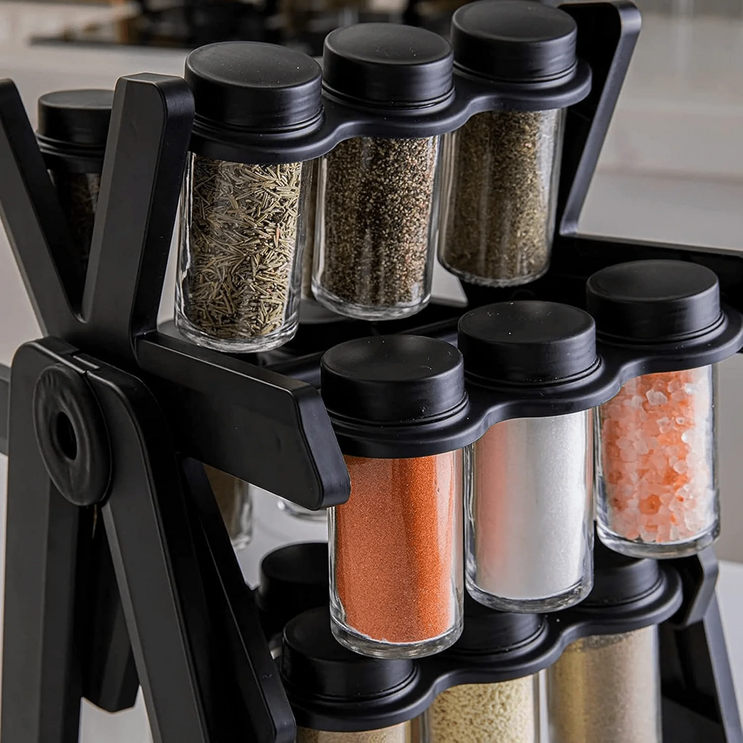 18 Jar Rotating Spice Rack/ف توابل دوّار مع 18 مرطبان 🌿